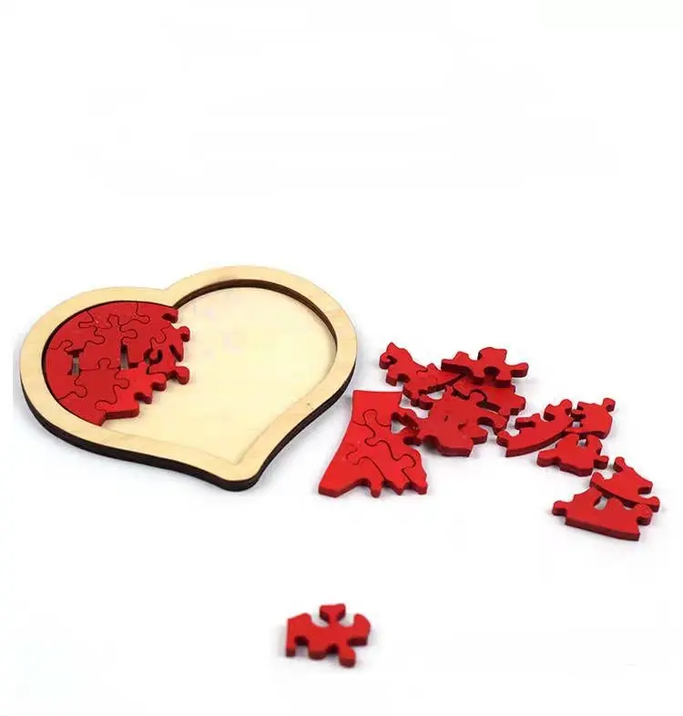 Heart Puzzle Jigsaw Puzzle I Love You Difficult 24 Pieces Wooden High IQ Adult Creative Intelligence Puzzle Toys