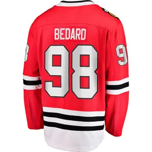 เสื้อเจอร์ซีย์ลายเหยี่ยวน้ำแข็งชิคาโกเสื้อเจอร์ซีย์ถูกเย็บ #98 Bedard 19 toews 88 Kane 10 SHARP สำหรับผู้ชาย