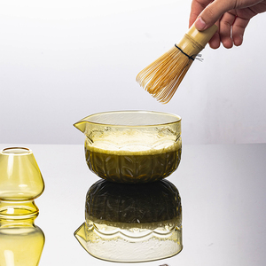 Ensemble <span class=keywords><strong>de</strong></span> thé en verre <span class=keywords><strong>de</strong></span> style japonais Japandi avec bol à matcha en forme d'épi <span class=keywords><strong>de</strong></span> <span class=keywords><strong>blé</strong></span>, accessoires, style dynastie Song, résistant à la chaleur, écologique, qualité alimentaire, personnalisé - Product Image 2
