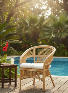 Silla de Bambú Fabiano, Elegante y Cómoda, Modular, con Asiento Acolchado, para Sala de Estar, Apartamento, Hotel, Espacios Exteriores y Hogar - Product Image 6