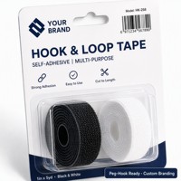 Tiras de cinta de gancho y bucle envasadas para venta minorista, listas para colgar en blíster, para bricolaje en el hogar y la oficina, 1-25m/rollo
