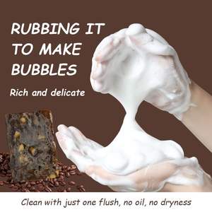 Jabón Negro Africano Vegano con Manteca de Karité, Jabón Artesanal para Limpieza Facial, Exfoliante para el Acné y Jabón Corporal - Product Image 3