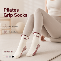 Chaussettes de compression tricotées sans couture personnalisées pour le corps, la cheville, le Pilates, le yoga, le trampoline, la barre, antidérapantes, à volants, pour l'automne et le quotidien