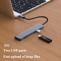 Gris 7 en 1 multifunción tipo C a HDMI Hub 4K 30Hz hub USB de alta velocidad 3,0 SD TF estación de acoplamiento PD Fast OTG lector de tarjetas Hub