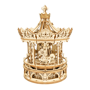 Robotime – cadeau de saint-valentin AMK62, carrousel romantique <span class=keywords><strong>3D</strong></span>, jouets en bois, bricolage, pièces de <span class=keywords><strong>Puzzle</strong></span> assemblées à la main - Product Image 1