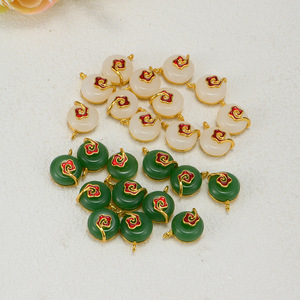 Pendentif en alliage de style chinois, imitation jade, boucle de sécurité, motif nuage porte-bonheur, sculpture en relief ronde pour le Nouvel An chinois - Product Image 4