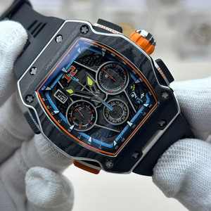 นาฬิกาหรูสำหรับผู้ชาย รุ่น 65-01 สไตล์ McLaren W1 ตัวเรือนคาร์บอน TPT ระบบจับเวลาแบบ Split Seconds นาฬิกาข้อมือระบบอัตโนมัติ - Product Image 2
