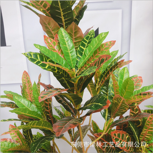 Hojas de Planta Artificial de Croton <span class=keywords><strong>Codiaeum</strong></span> Variegatum de Plástico PU Ecológico JingRui de Alta Calidad, Árbol al por Mayor de 60-180 cm para el Hogar - Product Image 4