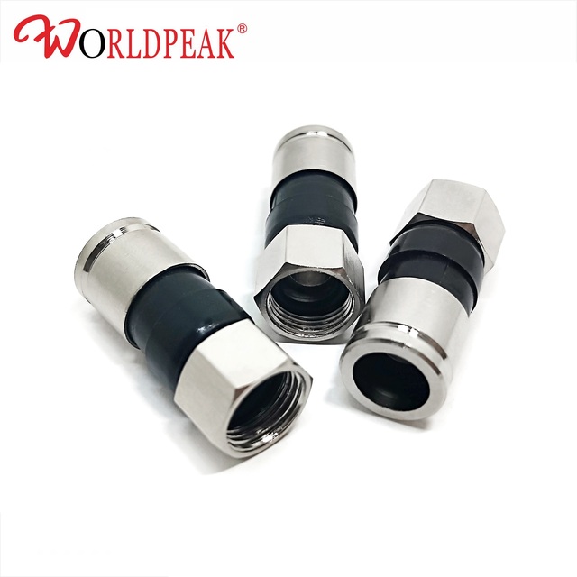 RG6 F Pin Male Compression Connector Extruded F Digital TV Brass Connector for Antenna Satellite Satellite Receiver