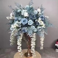 Centros de mesa para boda, flores artificiales grandes, bolas de flores azules y blancas, 60cm