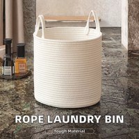 Panier à linge en corde de coton flexible, multifonctionnel et simple, à la mode moderne, poignées en forme de cercle pour ranger les vêtements sales et les jouets
