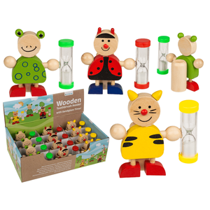 Porte-brosse à dents en bois, animaux avec sablier, - Product Image 1