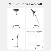 Support C robuste en acier inoxydable de couleur noire support de lumière de photographie Kit d'éclairage photographique professionnel C-Stand