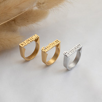 Dropshipping – Nouveauté : Collier ras-du-cou en acier inoxydable avec bagues personnalisées 3D pour couple, style tendance et écriture cursive, pour homme