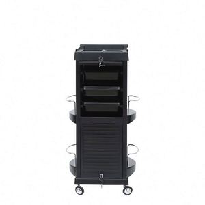 <span class=keywords><strong>Chariot</strong></span> de Salon à Roulettes Verrouillable, <span class=keywords><strong>Chariot</strong></span> de Rangement pour Coiffeur et Barbier avec Roues Pivotantes, Noir - Product Image 4