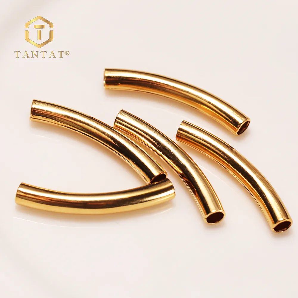 Wholesale supply silver gold colour plated curved spacer brass tube for jewelry findings