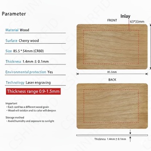 Thẻ khóa khách sạn RFID NFC siêu nhẹ bằng gỗ, in UV khắc tùy chỉnh, tần số 13.56MHz, thân thiện với môi trường - Product Image 2