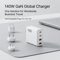 Station de charge rapide 140W GaN, 4 ports PD 3.1 USB C, chargeur mural GaN 30W USB A PD, adaptateur de chargeur pour ordinateur portable compatible avec iPhone