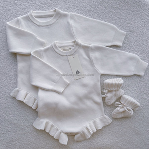 Body piatte piatte in maglia Jacquard con volant tutina a manica lunga in cotone pagliaccetto personalizzato Preemie taglie Private - Product Image 5