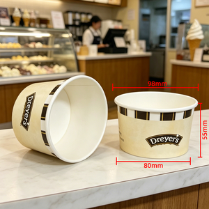 Logo personalizzato 8oz 250ml usa e getta ciotola di carta Kraft per uso alimentare tazza di Yogurt PE coperchi a parete singola per tagliatelle <span class=keywords><strong>gelato</strong></span> <span class=keywords><strong>artigianale</strong></span> - Product Image 2
