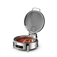Bain-marie électrique à affichage numérique, réchaud à buffet en acier inoxydable, ensemble de cuisinière, grand couvercle en verre pour utilisation hôtelière, nourriture