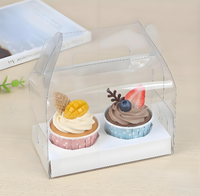 Boîtes à cupcakes en plastique PET recyclables de qualité alimentaire avec revêtement UV et rectangle transparent avec poignée pour présentation de gâteaux et de biscuits