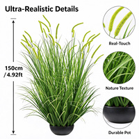 Herbe artificielle verte extra haute de type foxtail, 150 cm, faux arbre ornemental en pot pour la décoration du hall d'entrée de la villa