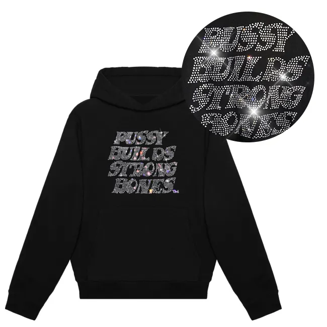 custom black high quality logo men skull spider color thick bling string skull velour sweats men overesized rhinestone hoodie