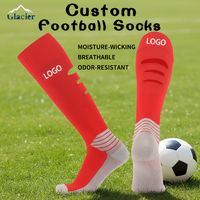 Chaussettes de football pré-découpées en tissu éponge respirant, antidérapantes et épaisses, avec logo personnalisé OEM Glacier