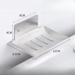 Porte-savon mural en métal rectangulaire, design minimaliste, auto-drainant, organisateur de salle de bain, finition lisse - Product Image 3