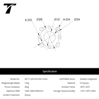 Hélices en fibre de carbone T-MOTOR G36*11.5 de 36 pouces, hélices de grande taille de haute qualité pour drone RC, fabriquées par des experts