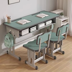 Ensemble de bureau et chaise d'école réglables en hauteur en métal moderne, mobilier ergonomique pour salles de classe du primaire au lycée - Product Image 4