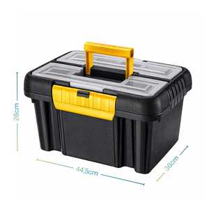 Cassetta degli attrezzi nera da 25 litri con coperchio e scomparti, contenitore rigido in plastica per attrezzi ed attrezzature - Product Image 2
