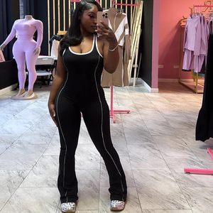 จั๊มสูทผู้หญิงสีดำรุ่นคัสตอม 2026 เอวสูง แขนกุด ผ้าสแปนเด็กซ์ โพลีเอสเตอร์ สไตล์สตรีทแวร์ ยกกระชับสะโพก ยืดหยุ่นได้ดี - Product Image 1