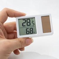 Higrometer Mini berdiri kecil, pengukur temperatur dan kelembapan Digital tenaga surya, termometer dalam ruangan rumah tangga