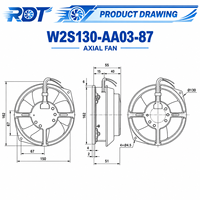 Original W2S130-AA03-87 AC Axiallüfter 230V 45W 150mm Metallflügel Kugellager Kühlanlagen-Ersatzlüfter