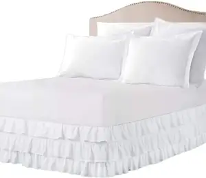 Güzel çok Ruffled Bedskirt fırçalanmış kumaş Bedskirt gizlemek yatak bacaklar ve çerçeve ile kolay uydurma