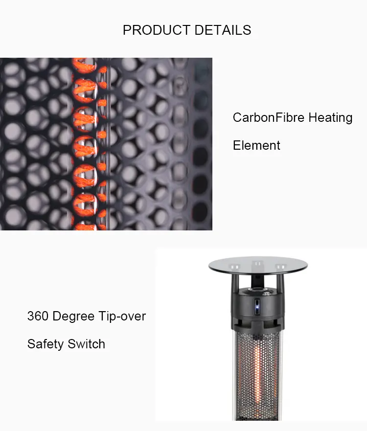 Calentador eléctrico infrarrojo portátil para exteriores, mesa calefactora de 1200W y 220V, venta al por mayor