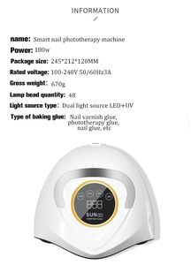 Nuevo SUN S7 Portable Nail Art 180W Secador de doble fuente Fototerapia de inducción inteligente Lámpara de uñas LED UV recargable - Product Image 5