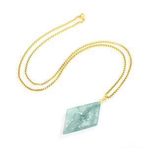 Colgante de jade de grado hielo con diseño de sonrisa auspiciosa y hueco en forma de agua azul esmeralda natural. Conjunto con plata S925. - Product Image 3