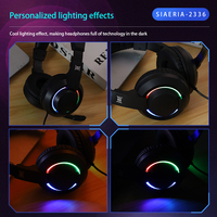 Casque d'écoute et écouteurs filaires avec micro IPX-5 indicateur LED étanche couleur unique lumière de jeu pour le sport musique jeu S-2336