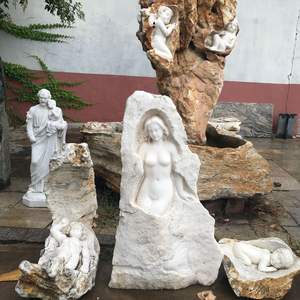 Estatua de Piedra de Chica Peri Sexy Tallada a Mano en Mármol Blanco para Uso en Hoteles, Diseño Moderno, Tamaño Personalizable - Product Image 3