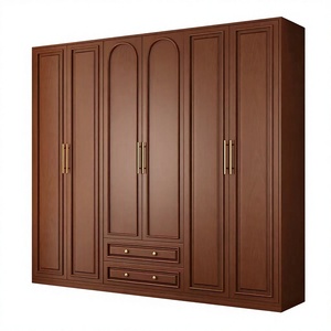 <span class=keywords><strong>Armoire</strong></span> de chambre en MDF sur mesure avec panneau cintré, résistante à l'humidité et écologique, autoportante pour un rangement moderne de chambre à coucher - Product Image 1