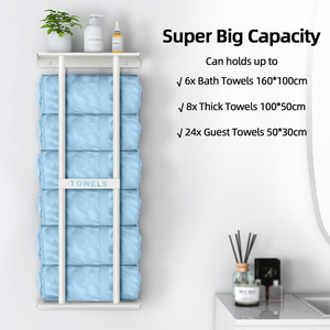 Estante de Acero Inoxidable para Toallas Enrolladas, Soporte de Pared para Toallas, Organizador y Estante de Almacenamiento para Baño - Product Image 4