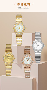 Montre octogonale en cristal pour femmes, bracelet en acier inoxydable, montre-bracelet à quartz analogique, élégante et tendance, 30 mm - Product Image 6