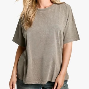 Women's Oversized Solid Color Cotton T-Shirt Crew <b>Neck</b> Loose Fit Short Sleeve Casual Jersey <b>Top</b> All Seasons Wear - Product Image 1