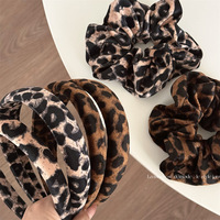 Bandeau imprimé léopard de style européen et américain grands chouchous imprimés léopard accessoires de cheveux vintage de mode