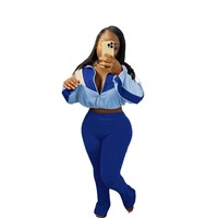 Ensemble de survêtement color block pour femmes, 2 pièces, haut sexy à fermeture éclair et leggings taille haute, tenues chaudes et extensibles, grandes tailles
