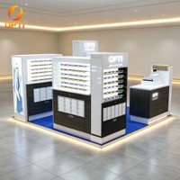 Kiosque d'affichage optique personnalisé avec éclairage LED, présentoir de lunettes de soleil pour centre commercial, équipement de vente au détail pour magasin d'optique