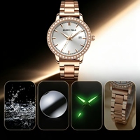 Montre à quartz Ronda pour femme, cadran en verre, aiguilles, bracelet en acier inoxydable, boîtier en alliage, style simple, luxe, mode, usage quotidien, best-seller